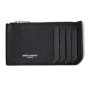 Saint Laurent Black Wallet Fragments Zippered Grain de Poudre Leather